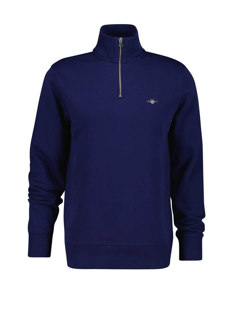 GANT Mens Regular Shield Half Zip Sweatshirt Persian Blue Northern