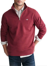 GANT Mens Regular Shield Half Zip Sweatshirt Plumped Red Northern