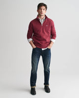 GANT Mens Regular Shield Half Zip Sweatshirt Plumped Red Northern