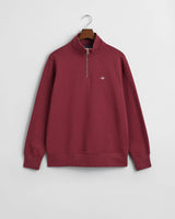 GANT Mens Regular Shield Half Zip Sweatshirt Plumped Red Northern
