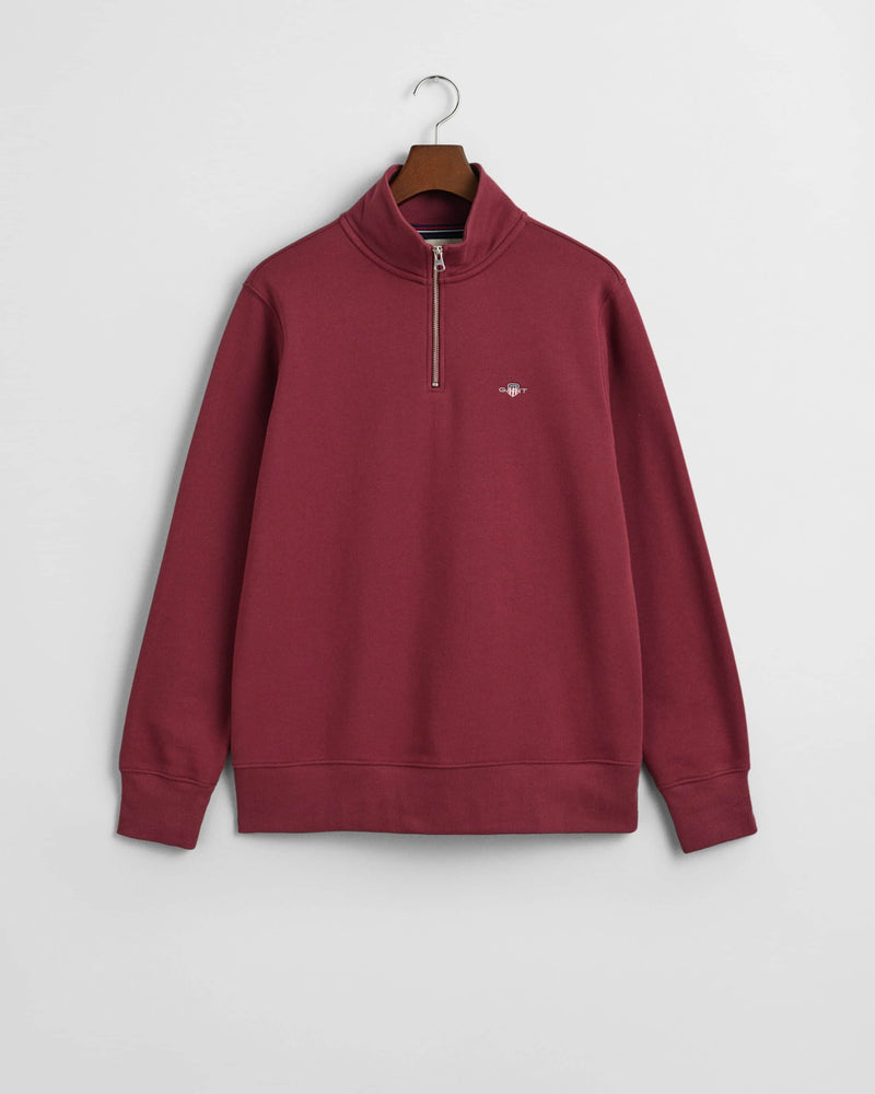 GANT Mens Regular Shield Half Zip Sweatshirt Plumped Red Northern