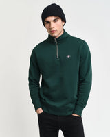 GANT Mens Regular Shield Half Zip Sweatshirt Tartan Green Northern