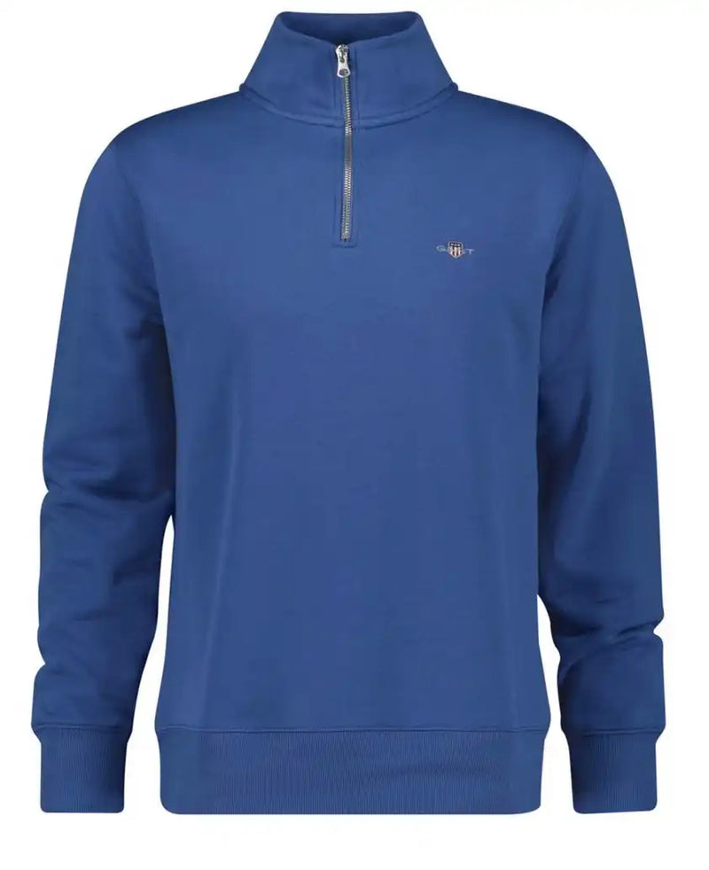 GANT Mens Regular Shield Half Zip Sweatshirt Vintage Blue Northern