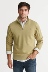 GANT Mens Regular Shield Half Zip Sweatshirt Woody Beige Northern