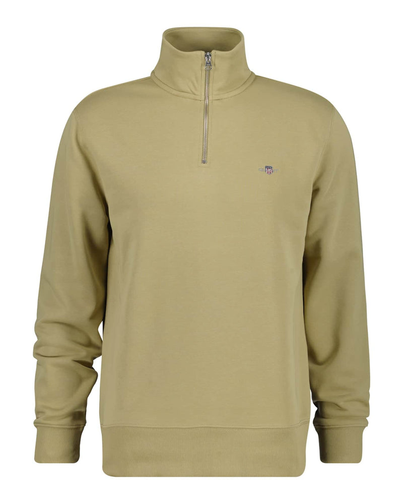 GANT Mens Regular Shield Half Zip Sweatshirt Woody Beige Northern