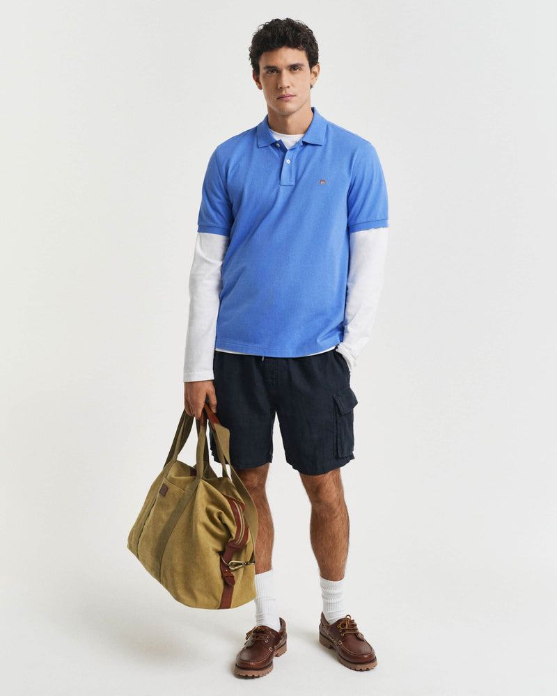 GANT Mens Regular Shield Pique Polo Shirt Perfect Blue Northern