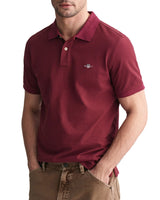 GANT Mens Regular Shield Pique Polo Shirt Wine Red Northern Ireland