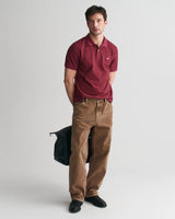 GANT Mens Regular Shield Pique Polo Shirt Wine Red Northern Ireland