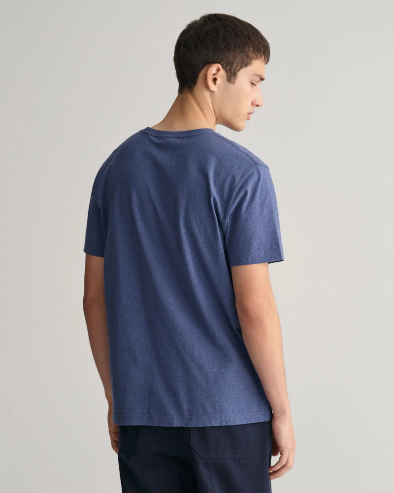 GANT Men’s Regular Shield Short Sleeve T-Shirt Dark Jeans Blue