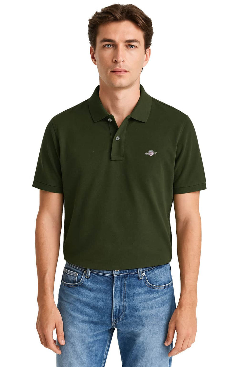 GANT Mens Regular Shield SS Pique Polo Shirt Country Green Northern