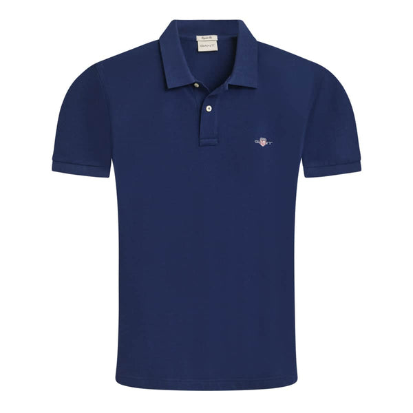 GANT Mens Regular Shield SS Pique Polo Shirt Persian Blue Northern
