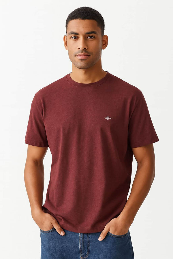 GANT Mens Regular Shield T-Shirt Bordeaux Melange Northern Ireland