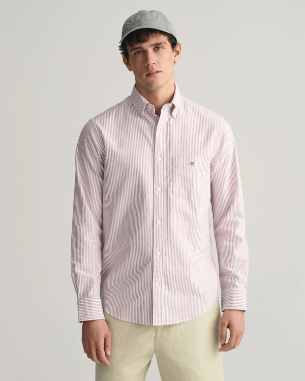 GANT Mens Regular Stripe Oxford Shirt Beautyberry Purple Northern