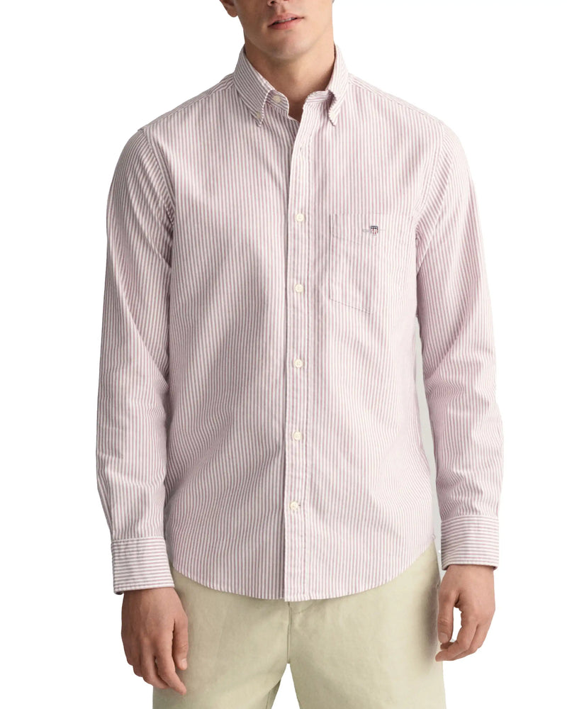 GANT Mens Regular Stripe Oxford Shirt Beautyberry Purple Northern