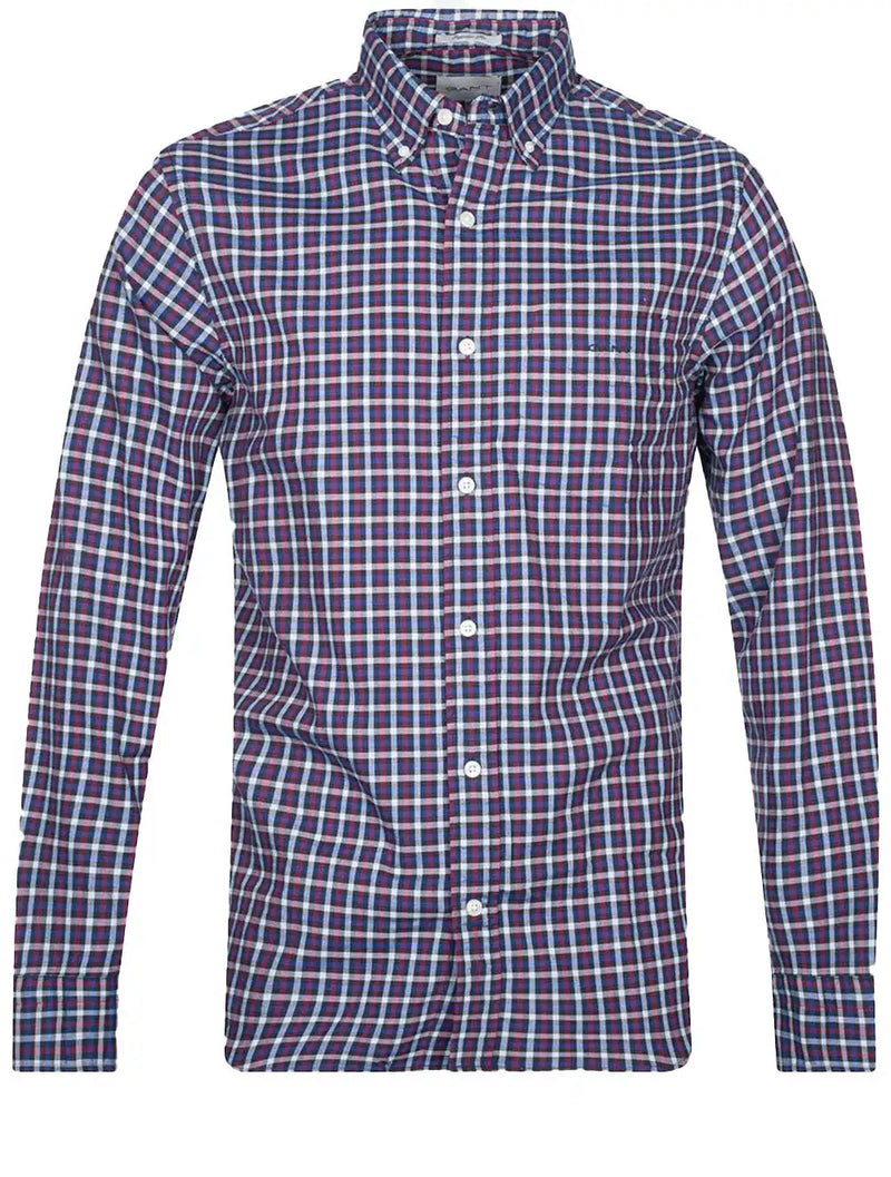 GANT Mens Regular Twill Micro Multi Check Shirt 3230201 Evening Blue