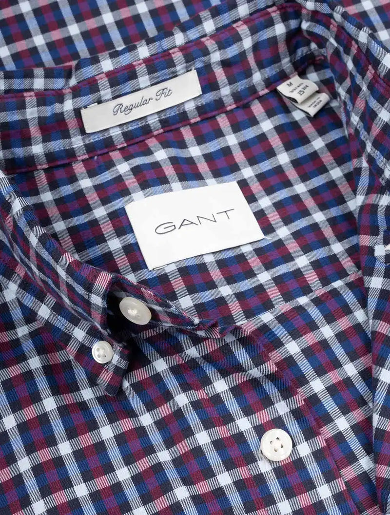 GANT Mens Regular Twill Micro Multi Check Shirt 3230201 Evening Blue