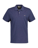 GANT Mens Sheild Regular Pique Polo Shirt Denim Blue Melange