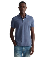 GANT Mens Sheild Regular Pique Polo Shirt Denim Blue Melange