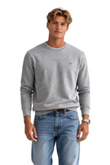 GANT Mens Shield Crew Neck Sweatshirt Grey Melange Northern Ireland