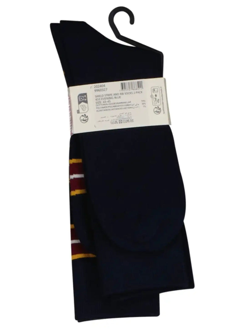 GANT Mens Shield Stripe And Rib Socks 2-Pack Evening Blue Northern