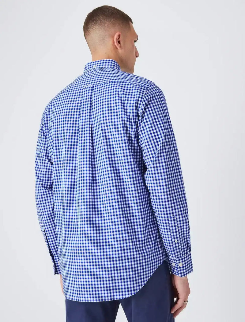 GANT Mens Shirt Regular Fit Gingham Broadcloth College Blue