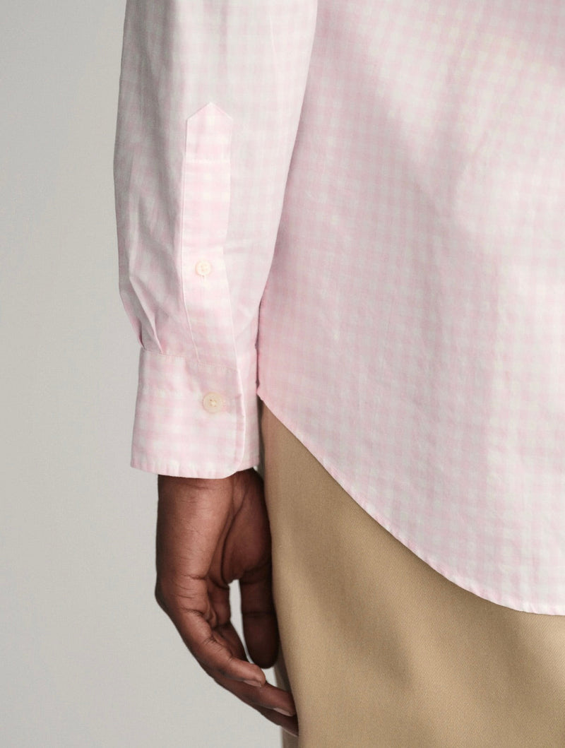 GANT Mens Shirt Regular Fit Gingham Broadcloth Light Pink Northern