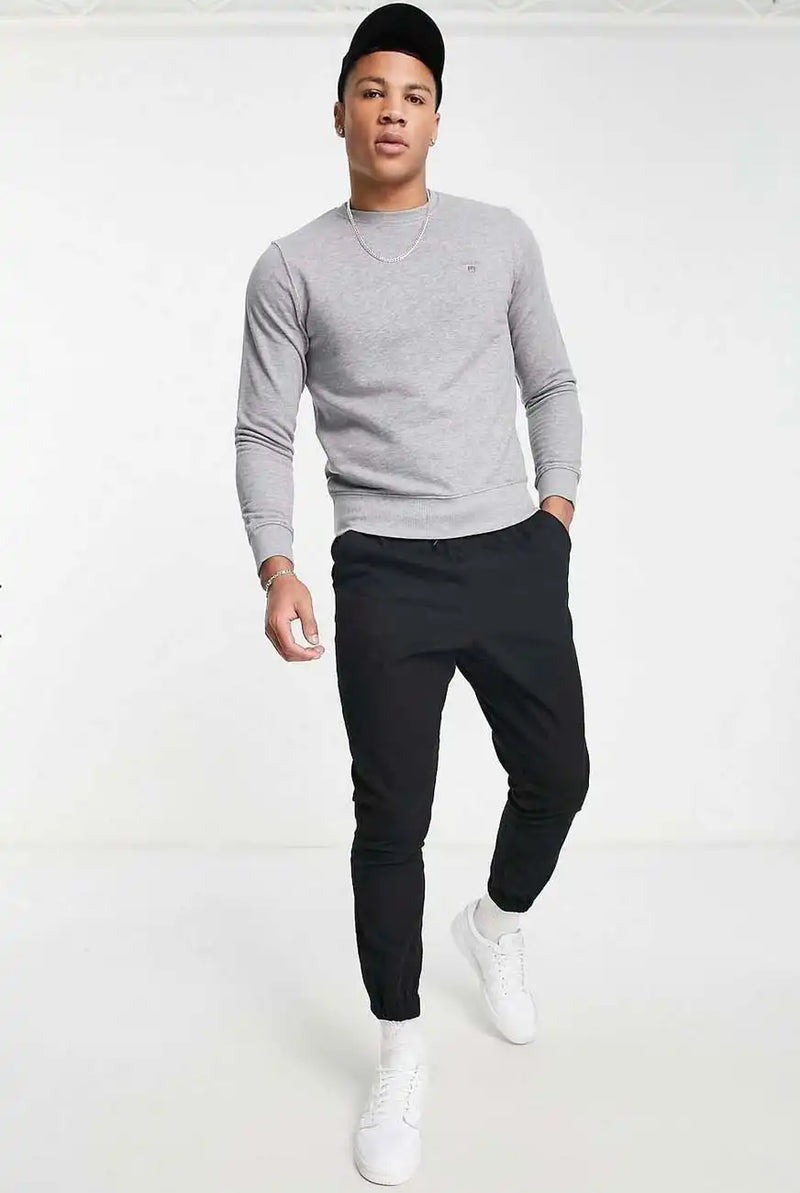 GANT Original Crew Neck Sweatshirt Grey Melange - Shirts & 