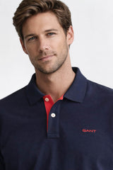 GANT Regular Contrast Pique Polo Shirt Evening Blue Northern Ireland