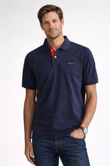 GANT Regular Contrast Pique Polo Shirt Evening Blue Northern Ireland