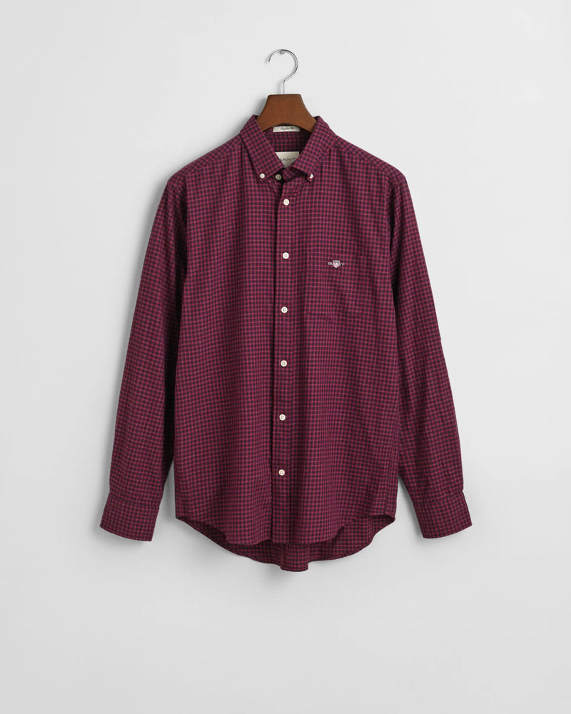 GANT Regular Fit Micro Checked Shirt Wine Red Northern Ireland Belfast