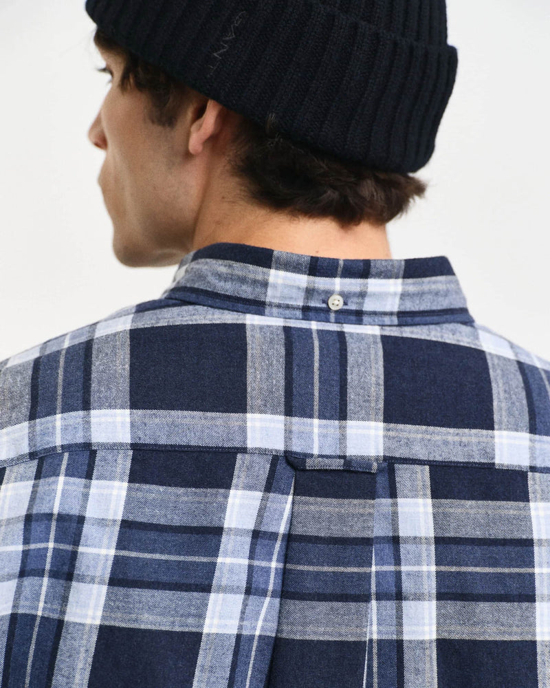 GANT Regular Tartan Melange Check Shirt Evening Blue Northern Ireland