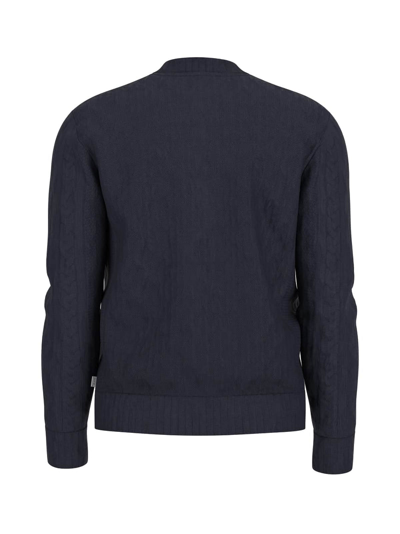 GUESS Jeans LS Crew Neck Cable Knit Sweater Daring Ocean Northern