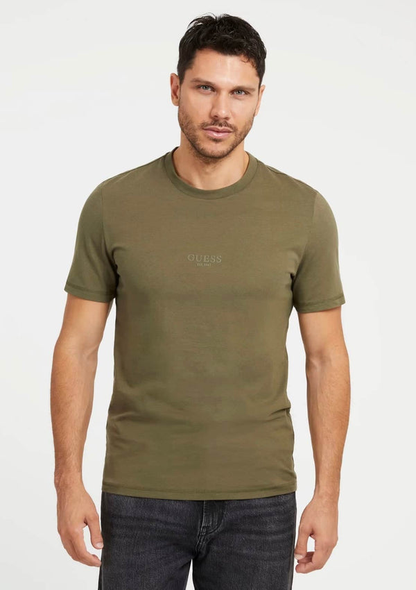 Guess Mens Eco Aidy Logo T-Shirt Olive Northern Ireland Belfast