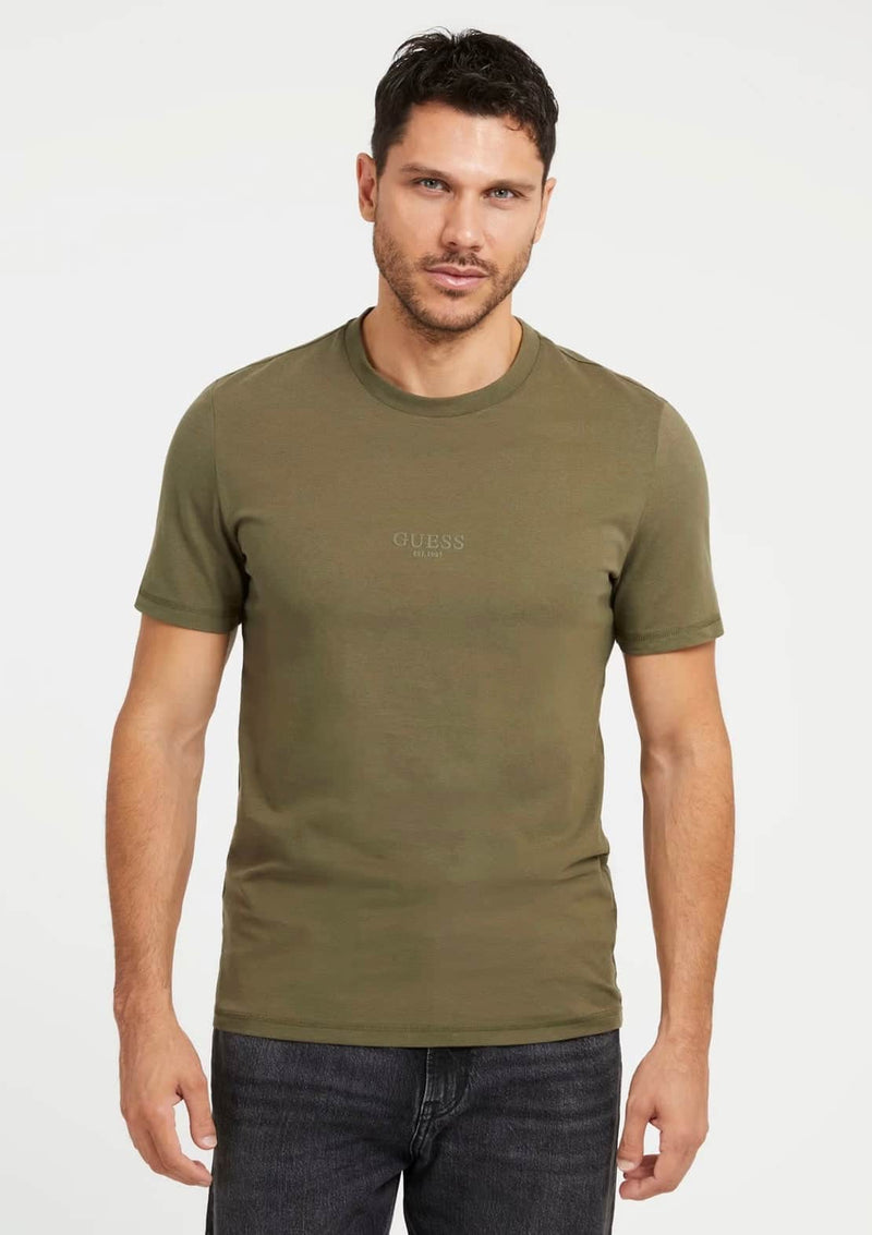 Guess Mens Eco Aidy Logo T-Shirt Olive Northern Ireland Belfast