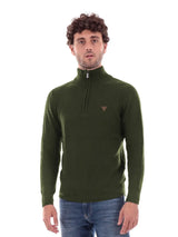 Guess Mens Aric Ribbed Camioner 1/4 Zip Sweater Sage Green