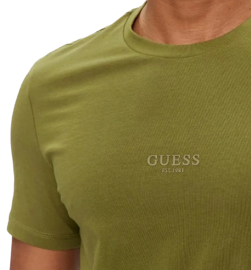 Guess Mens Eco Aidy Logo T - Shirt Green Stone Northern Ireland