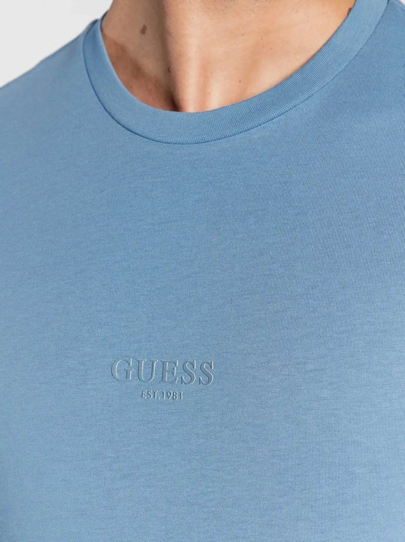 Guess Mens Eco Aidy Logo T-Shirt Partly Cloudy Blue Northern Ireland