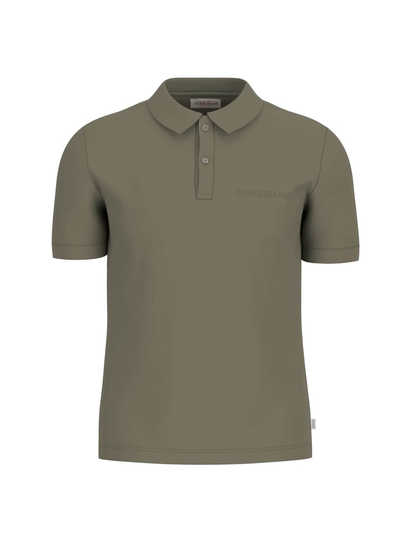 Guess Mens Embroidered Logo Polo Shirt Olive Light Green Northern