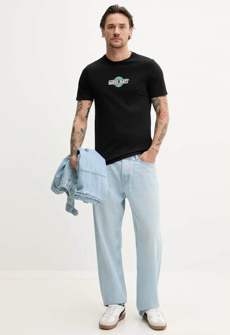 Guess Mens Embroidered Logo T-Shirt Black Northern Ireland Belfast