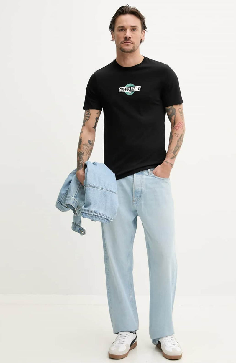 Guess Mens Embroidered Logo T-Shirt Black Northern Ireland Belfast