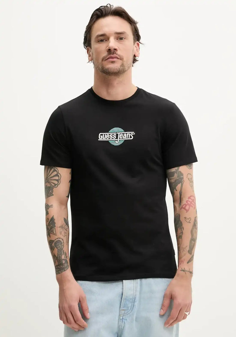 Guess Mens Embroidered Logo T-Shirt Black Northern Ireland Belfast