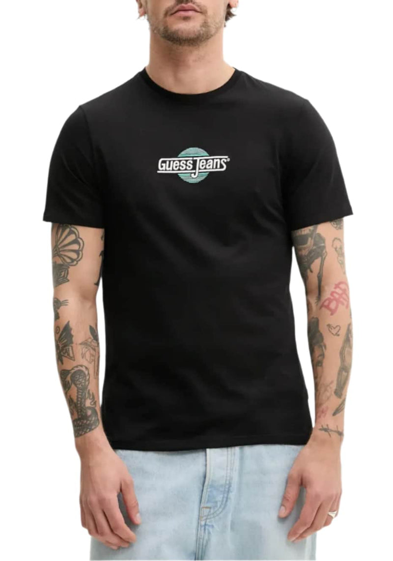 Guess Mens Embroidered Logo T-Shirt Black Northern Ireland Belfast
