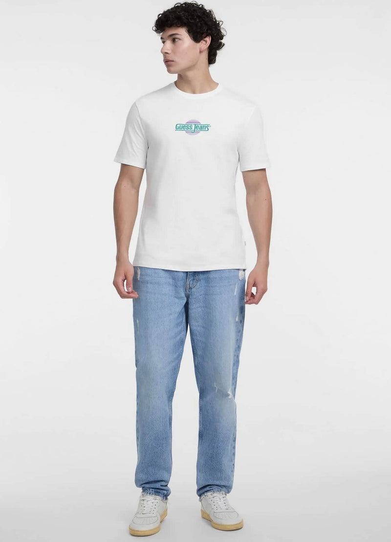 Guess Mens Embroidered Logo T-Shirt White Northern Ireland Belfast