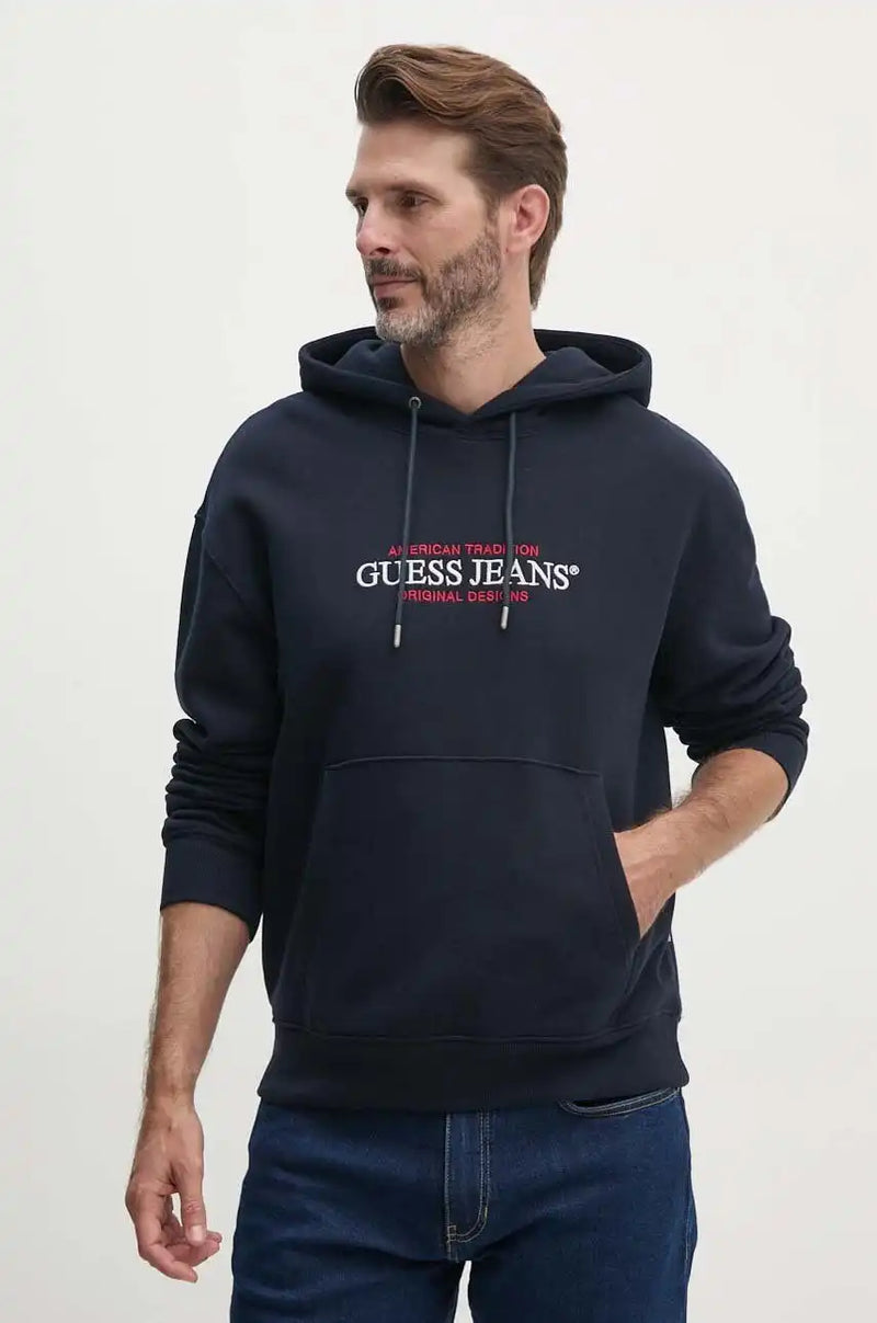 GUESS Mens GJ Regular American Tradition Hoodie Navy Northern Ireland