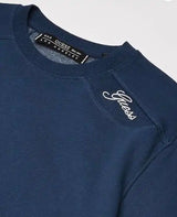 Guess Mens Inserted W Logo Crew Neck Sweatshirt Blue Northern Ireland