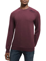 Guess Mens Inserted W Logo Crew Neck Sweatshirt Burgundy Northern