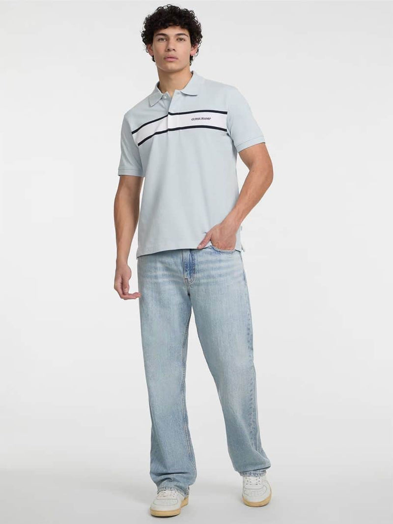 Guess Mens Logo Embroidered Polo Blue Northern Ireland Belfast