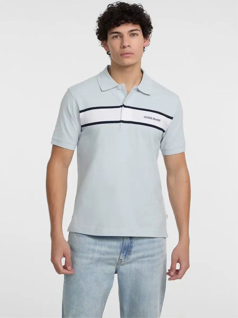 Guess Mens Logo Embroidered Polo Blue Northern Ireland Belfast