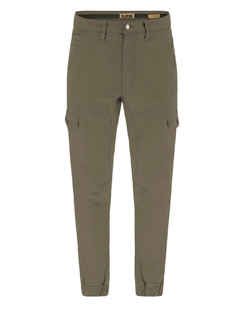 Guess Mens Low Rise Cargo Pants Slim Fit M3BB17WFPQA Olive Green
