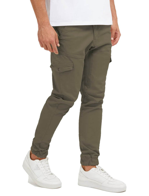 Guess Mens Low Rise Cargo Pants Slim Fit M3BB17WFPQA Olive Green